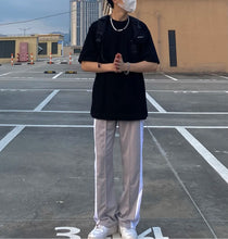 將圖片載入圖庫檢視器 黑白條紋排扣休閒褲
